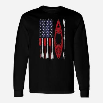 Usa Flag Kayak Paddle 4Th Of July Long Sleeve T-Shirt - Monsterry