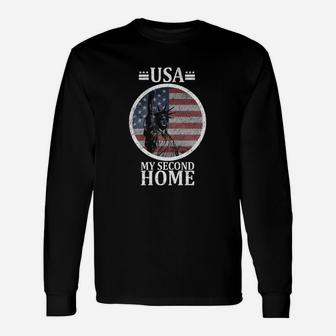 USA Mein Zweites Zuhause Vintage-Flagge Patriotisches Langarmshirts - Seseable
