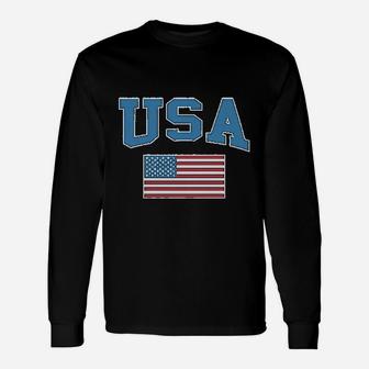 Usa Text And American Flag Unisex Long Sleeve | Crazezy
