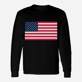 Usa United States Flag Vintage White Text Unisex Long Sleeve | Crazezy UK