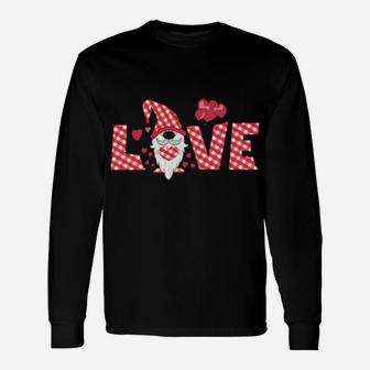 Valentine Gnome Holding Heart Valentines Day Gnome Love Long Sleeve T-Shirt - Monsterry DE