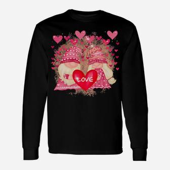 Valentine Gnomes Hanging Hearts Valentine's Day Gnome Love Long Sleeve T-Shirt - Monsterry AU