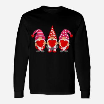 Valentine Gnomes Holding Hearts Valentine' Day Gnome Love Long Sleeve T-Shirt - Monsterry
