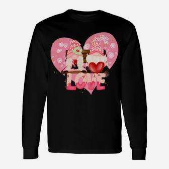 Valentine Gnomes Holding Hearts Valentines Day Gnome Love Long Sleeve T-Shirt - Monsterry DE