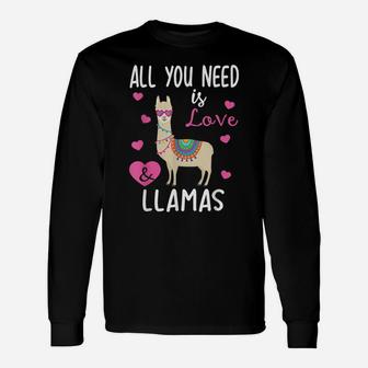 Valentine Llama All You Need Is Love & Llamas Gifts Unisex Long Sleeve | Crazezy