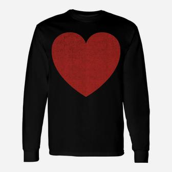 Valentines Day Gift Sweatshirt Distressed Red Heart Vintage Unisex Long Sleeve | Crazezy