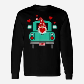 Valentines Day Gnome Vintage Farm Truck Long Sleeve T-Shirt - Monsterry