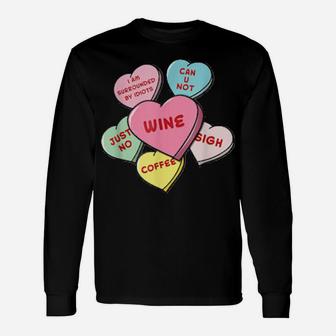 Valentine's Day Hearts With Snarky Messages Long Sleeve T-Shirt - Monsterry
