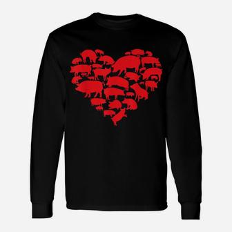 Valentines Day I Love Pigs Farm Animal Pig Lover Gifts Unisex Long Sleeve | Crazezy