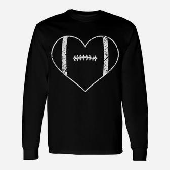 Valentines Day Vintage Football Heart Long Sleeve T-Shirt - Monsterry