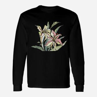 Variety Of Lillies Graphic Flower Print Flowered Tee Unisex Long Sleeve | Crazezy UK