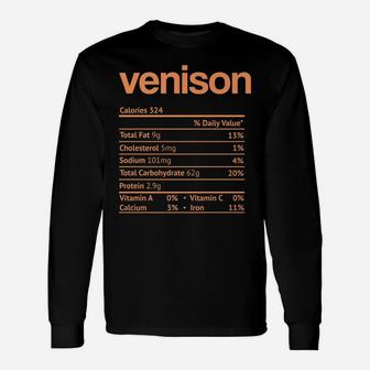 Venison Nutrition Facts Funny Thanksgiving Christmas Food Unisex Long Sleeve | Crazezy CA