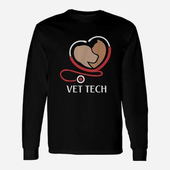 Vet Tech For Veterinary Technicians Cute Paw Long Sleeve T-Shirt - Thegiftio UK