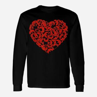 Video Game Controller Heart Valentine's Day Gamer Gaming Long Sleeve T-Shirt - Monsterry UK