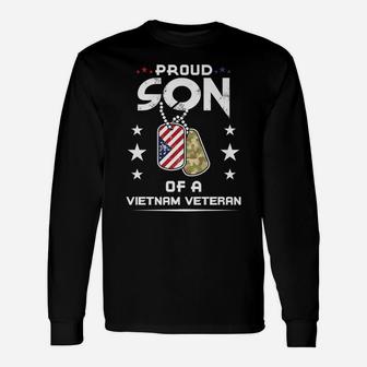 Vietnam Veteran Shirt Proud Son Dog Tag Tee Usa Men Boys Dad Unisex Long Sleeve | Crazezy