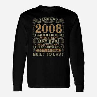 Vintage 13 Years Old January 2008 13Th Birthday Gift Ideas Unisex Long Sleeve | Crazezy
