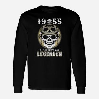 Vintage 1955 Geburt von Legenden Skull Design Langarmshirts, Retro-Stil Tee - Seseable