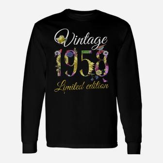 Vintage 1958 Tee 63 Year Old Sunflowers Floral 63Rd Birthday Unisex Long Sleeve | Crazezy