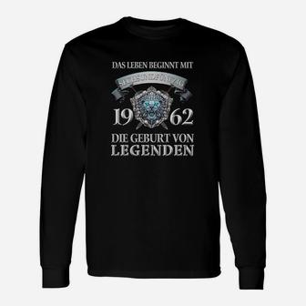 Vintage 1962 Geburtsjahr Legenden Langarmshirts, Retro Design Herren - Seseable