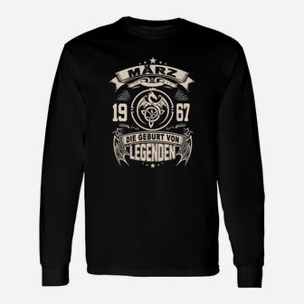 Vintage 1967 Geburtstags-Langarmshirts für März Legenden - Seseable