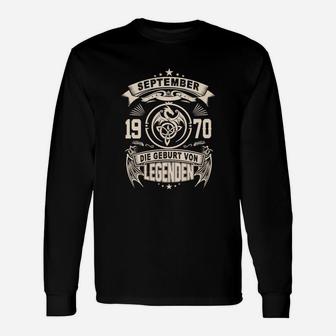 Vintage 1970 Geburtstags-Langarmshirts, September Legenden Edition - Seseable