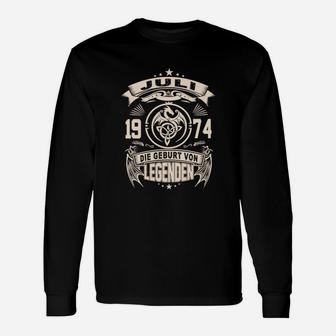 Vintage 1974 Geburtsjahrgang Legenden Langarmshirts, Retro Design Schwarz - Seseable