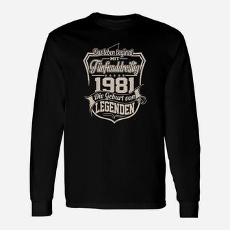 Vintage 1981 Legendäres Geburtstags Langarmshirts, Retro Design - Seseable