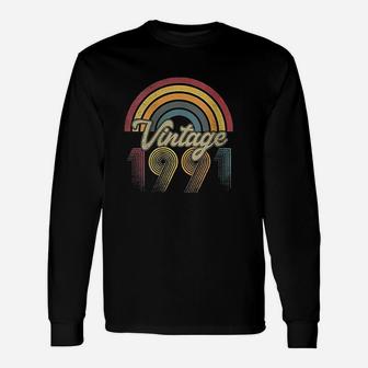 Vintage 1991 30Th Birthday Rainbow Retro Style Classic Unisex Long Sleeve | Crazezy