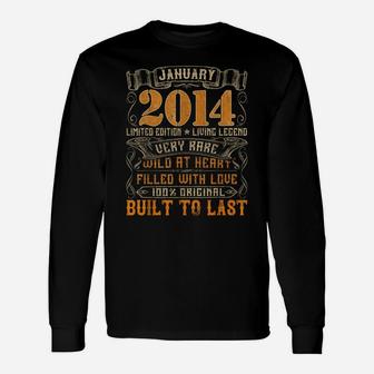 Vintage 2014 January Shirt 7 Years Old 7Th Birthday Gift Unisex Long Sleeve | Crazezy CA