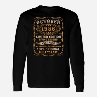 Vintage 35 Years Old October 1986 35Th Birthday Gift Unisex Long Sleeve | Crazezy DE