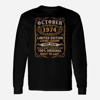 Vintage 47 Years Old October 1974 47Th Birthday Gift Unisex Long Sleeve | Crazezy DE
