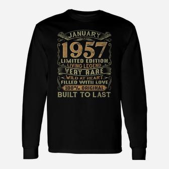Vintage 64 Years Old January 1957 64Th Birthday Gift Ideas Unisex Long Sleeve | Crazezy CA