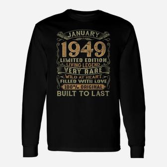Vintage 72 Years Old January 1949 72Nd Birthday Gift Ideas Unisex Long Sleeve | Crazezy
