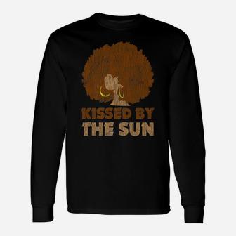 Vintage African Afro Kissed By The Sun Pride Melanin Queen Unisex Long Sleeve | Crazezy