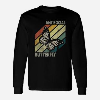 Vintage Antisocial Butterfly Unisex Long Sleeve | Crazezy CA