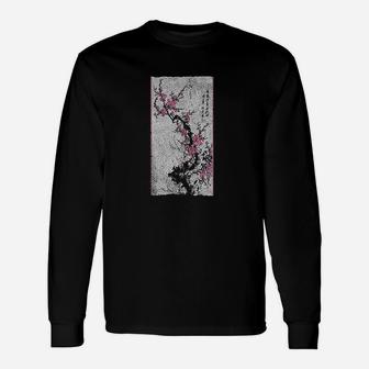 Vintage Beautiful Cherry Blossom Japanese Graphical Art Unisex Long Sleeve | Crazezy CA