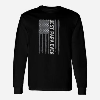 Vintage Best Papa Ever American Flag Fathers Day Dad Gift Unisex Long Sleeve | Crazezy DE