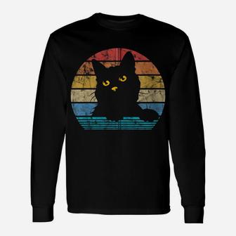 Vintage Black Cat Lover Retro Style Cats Kitty Lover Gift Zip Hoodie Unisex Long Sleeve | Crazezy DE