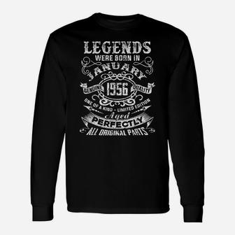 Vintage Born In January 1956 Man Myth Legend 64 Years Bday Unisex Long Sleeve | Crazezy CA