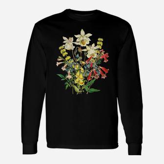 Vintage Botanical Floral Flower Bouquet Shirt Tshirt Unisex Long Sleeve | Crazezy
