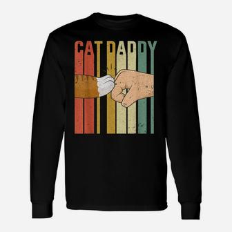 Vintage Cat Daddy Fist Bump Funny Cat Dad Mens Fathers Day Unisex Long Sleeve | Crazezy AU