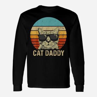 Vintage Cat Daddy Shirt Funny Cat Lover Gift Cat Dad Fathers Unisex Long Sleeve | Crazezy