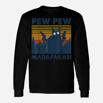 Vintage Cats Pew Pew Madafakas Funny Crazy Cat Lovers Gifts Unisex Long Sleeve | Crazezy
