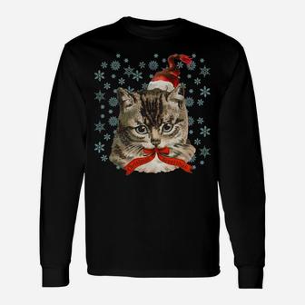 Vintage Christmas Cat Lovers Santa Cottagecore Grunge Retro Unisex Long Sleeve | Crazezy UK