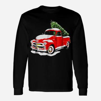 Vintage Christmas Tree Truck Funny Retro X-Mas Gift Unisex Long Sleeve | Crazezy UK