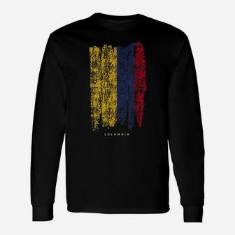 Vintage Colombia Flag Retro Colombian Flag Colombian Unisex Long Sleeve | Crazezy