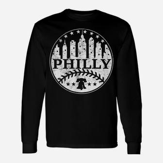 Vintage Distressed Philadelphia Philly Baseball City Skyline Unisex Long Sleeve | Crazezy