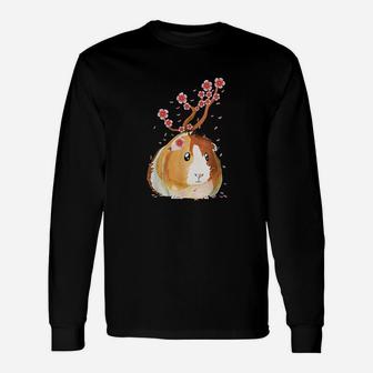 Vintage Guinea Pig Japanese Cherry Blossom Flower Gift Unisex Long Sleeve | Crazezy