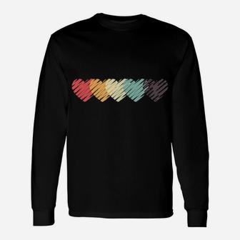Vintage Hearts Valentines Day Romantic Apparel Long Sleeve T-Shirt - Monsterry