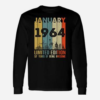 Vintage January 1964 Classic 57 Yrs Old 57Th Birthday Gift Unisex Long Sleeve | Crazezy